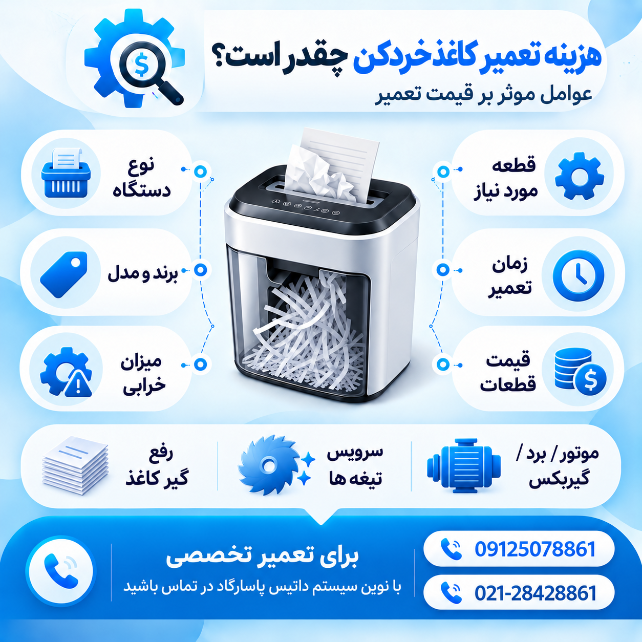 هزینه تعمیر کاغذ خردکن